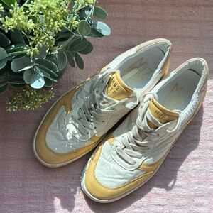 Miz Mooz‎ Shoes Womens 38 US 8 Veronica Sneaker Yellow Leather Lace Up
